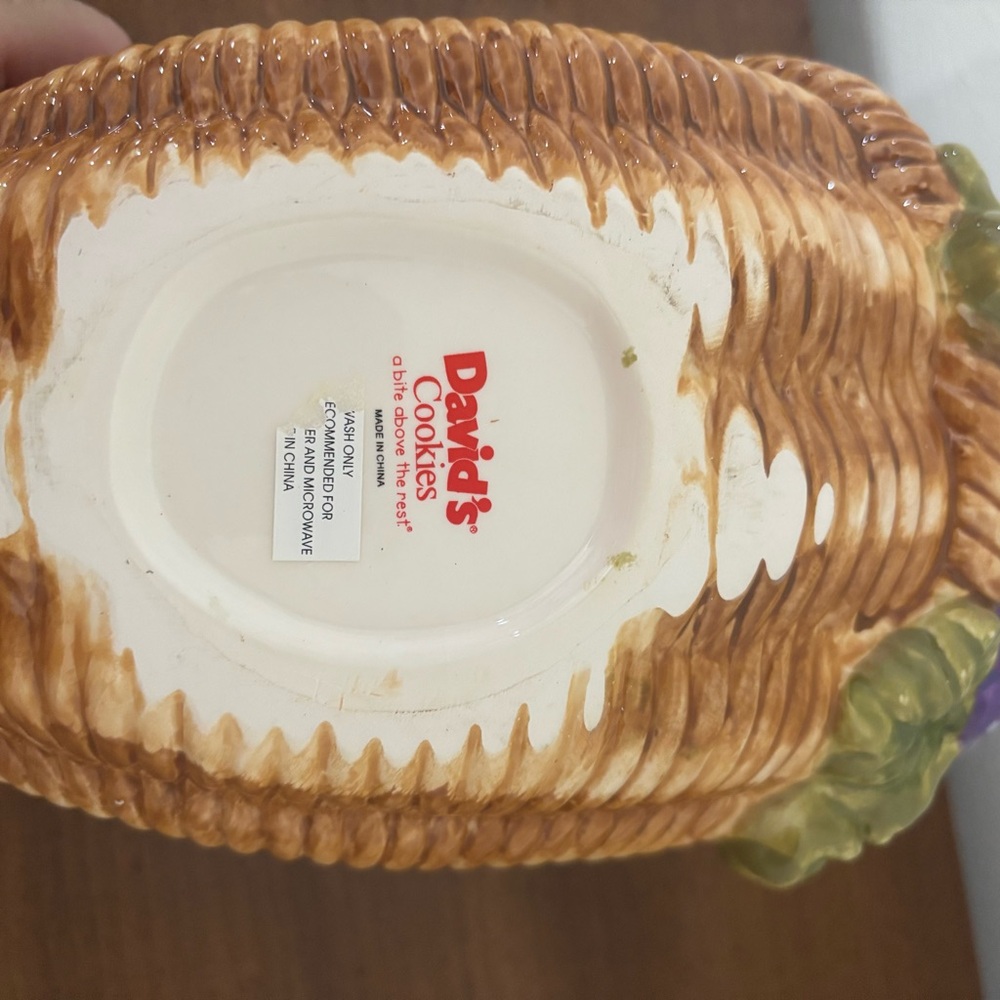 David’s Cookies Cornucopia Cookie Jar Fruits Thanksgiving Wicker Ceramic Rare - Picture 5 of 5